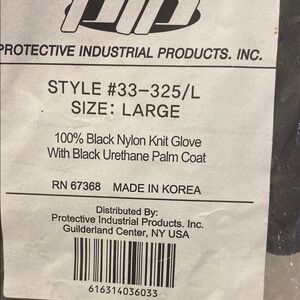 Size Large Black Urethane Gloves NWT